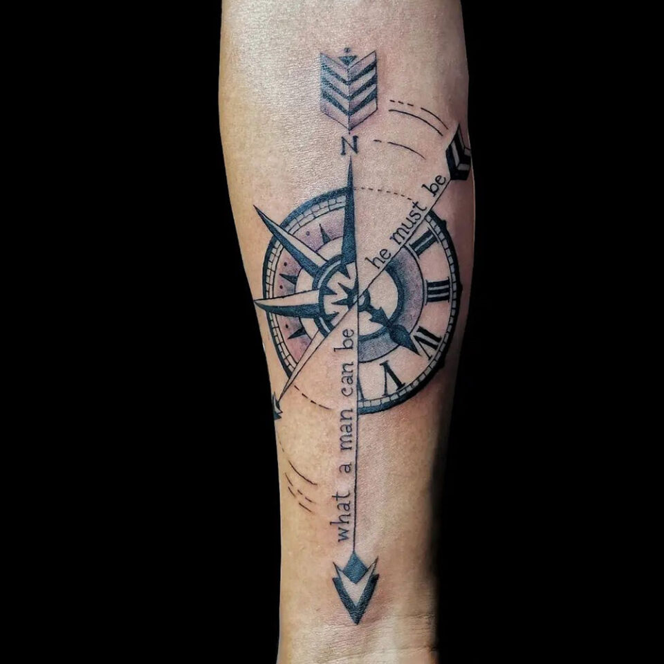 time and compass tattoo Source @adialiwalas07 via Instagram